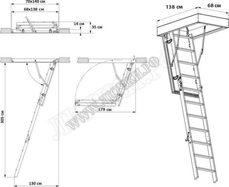 Чердачная лестница Fakro LWS Plus 700*1400*3050 Чердачная лестница Fakro LWS Plus 700*1400*3050