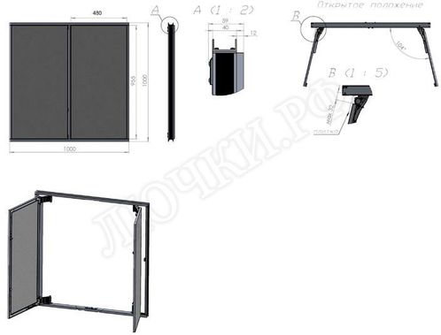 Люк под плитку Нажимной Секрет-Лайт 500*350 Люк под плитку Нажимной Секрет-Лайт 500*350