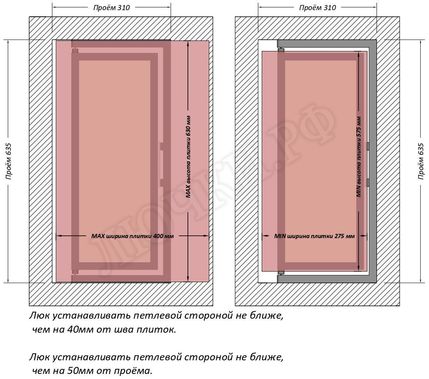 Люк под плитку Шагма для плитки 300*600 (требуемый размер проема 310*635, размер люка 260*633) Люк под плитку Шагма для плитки 300*600 (требуемый размер проема 310*635, размер люка 260*633)
