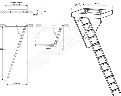 Чердачная лестница Oman Stallux 600*800*2650 Чердачная лестница Oman Stallux 600*800*2650